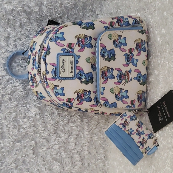 Loungefly Handbags - NWT Loungefly Lilo and Stitch Foodie mini backpack and cardholder